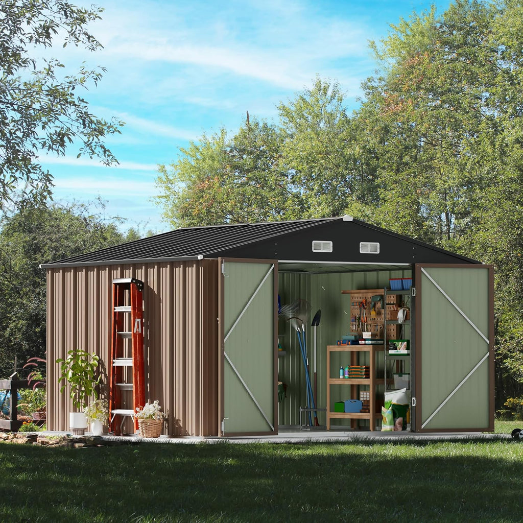 Devoko Outdoor Storage Shed Lockable Metal Garden Shed Steel Anti-Corrosion Storage House wourant
