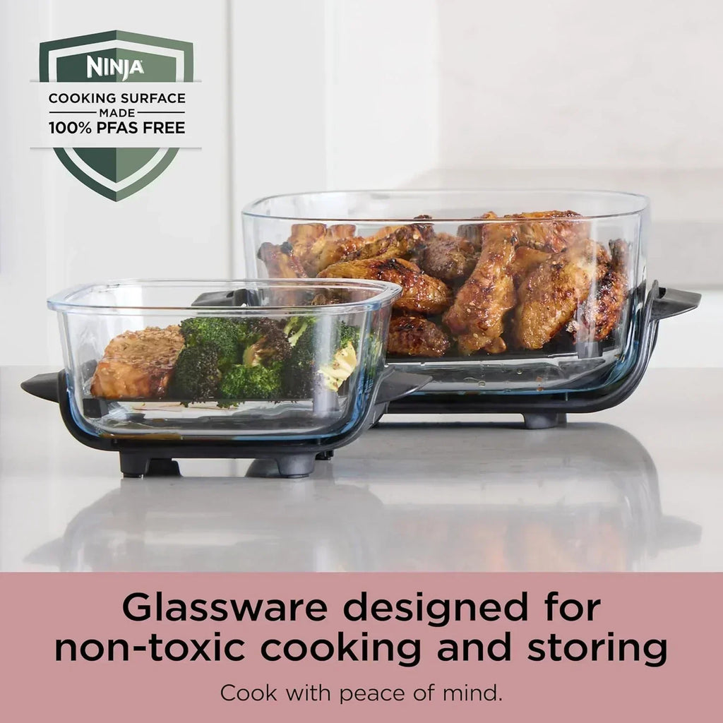 Ninja Crispi 4 in 1 Portable Glass Air Fryer Cooking System 4QT 6 Cup TempWare Glass Containers wourant