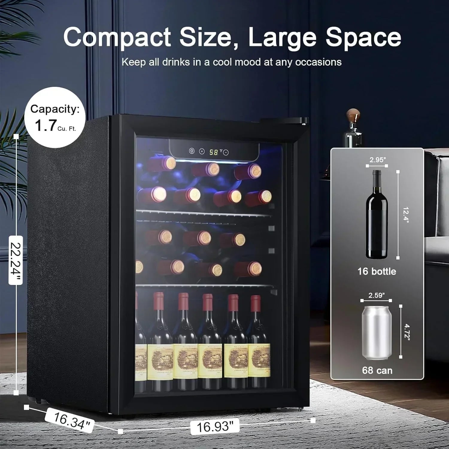 Antarctic Star 26 Bottle 130 Can Wine Cooler/Cabinet Beverage Refrigerator Cellar Beer Clear Glass wourant