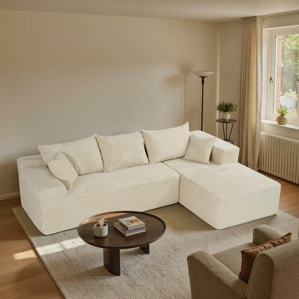 Cloud sofa with L-shaped lounge chair modern modular sofa with deep seats wourant