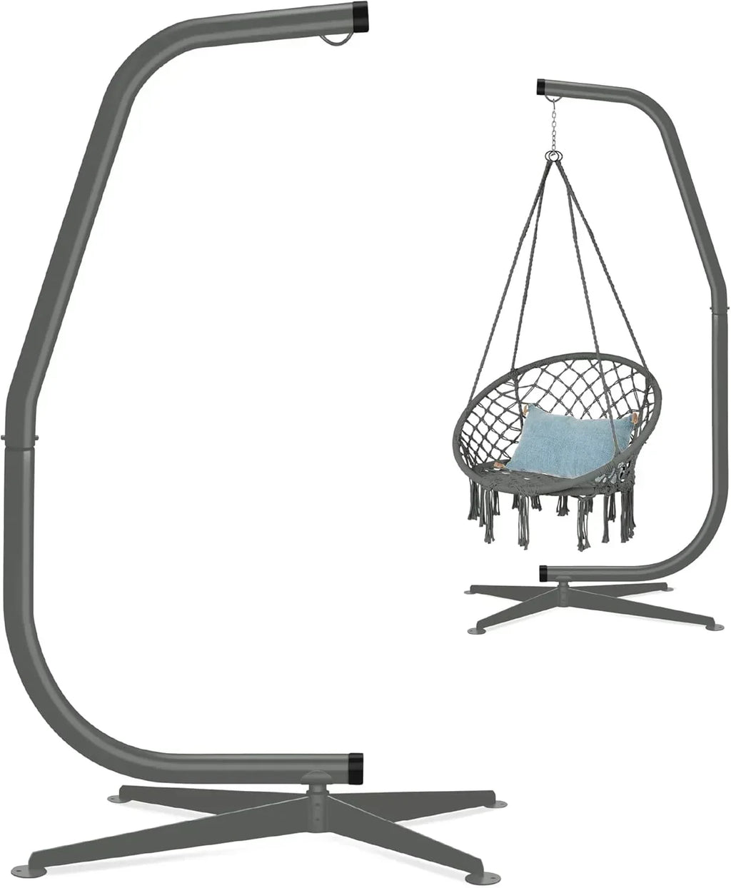 Best Choice Products Metal Hanging Hammock C-Stand for Chair Weather Resistant Finish wourant