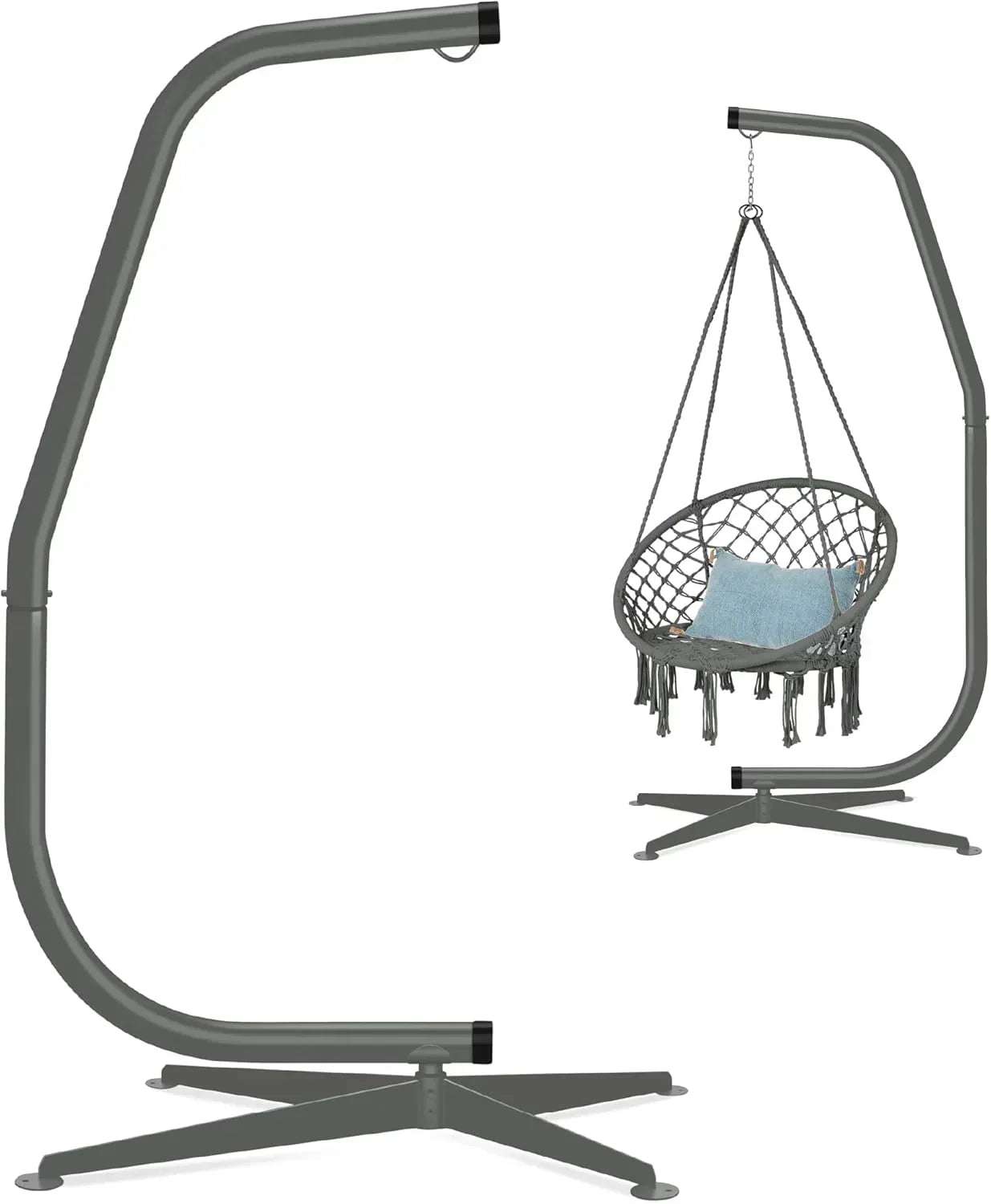 Best Choice Products Metal Hanging Hammock C-Stand for Chair Weather Resistant Finish wourant