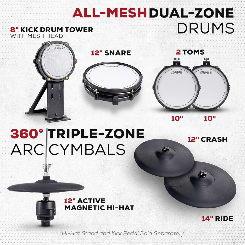 Alison Strata Prime Electronic Drum Set with Touch Screen Dual Area Grid Head wourant