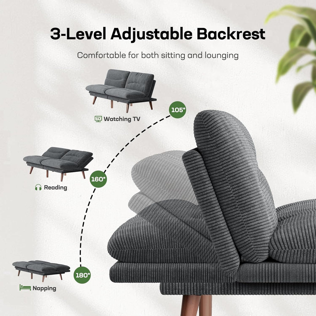 Futon Sofa Bed Futon Sofa Adjustable Back Armrests Converts to Small Sleeper Sofa Bed wourant