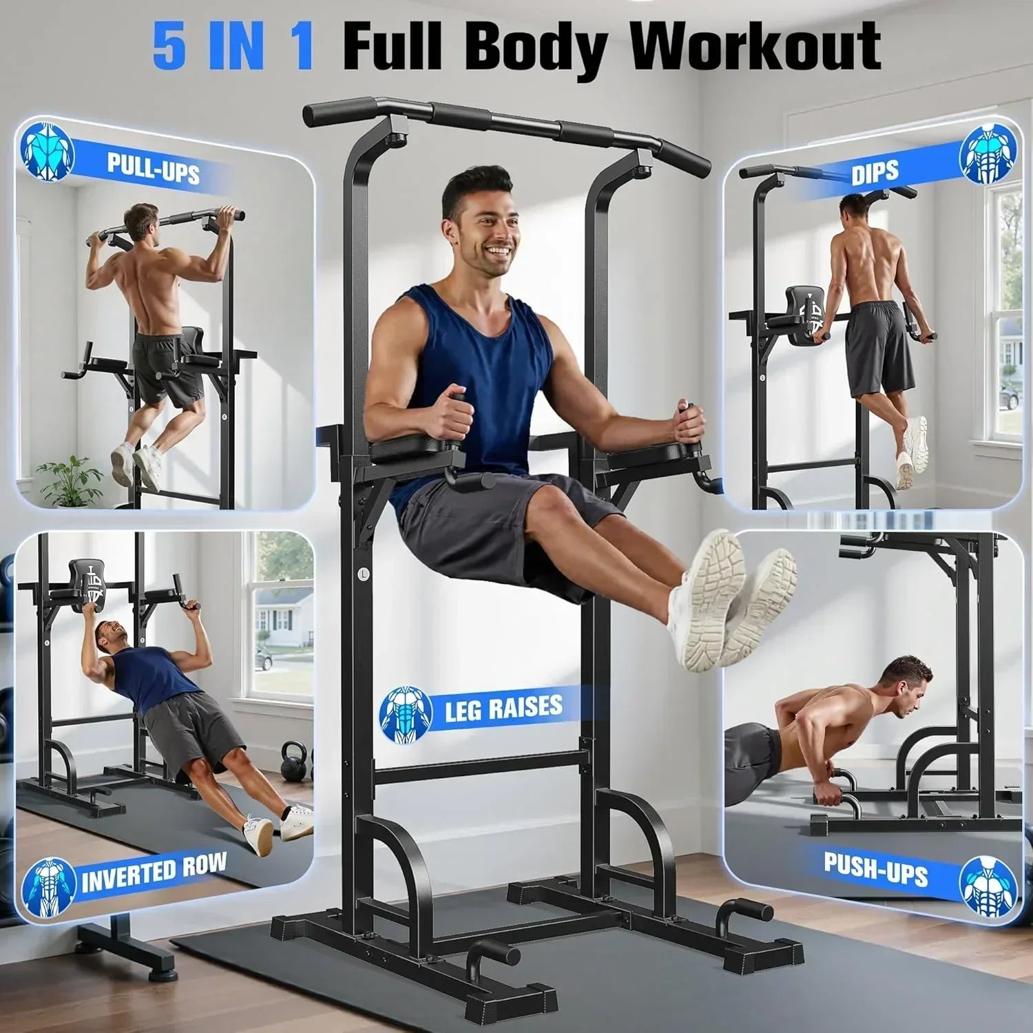 Sportsroyals Power Tower Pull Up Bar Station 450 lbs stable suspended immersion tilt station wourant