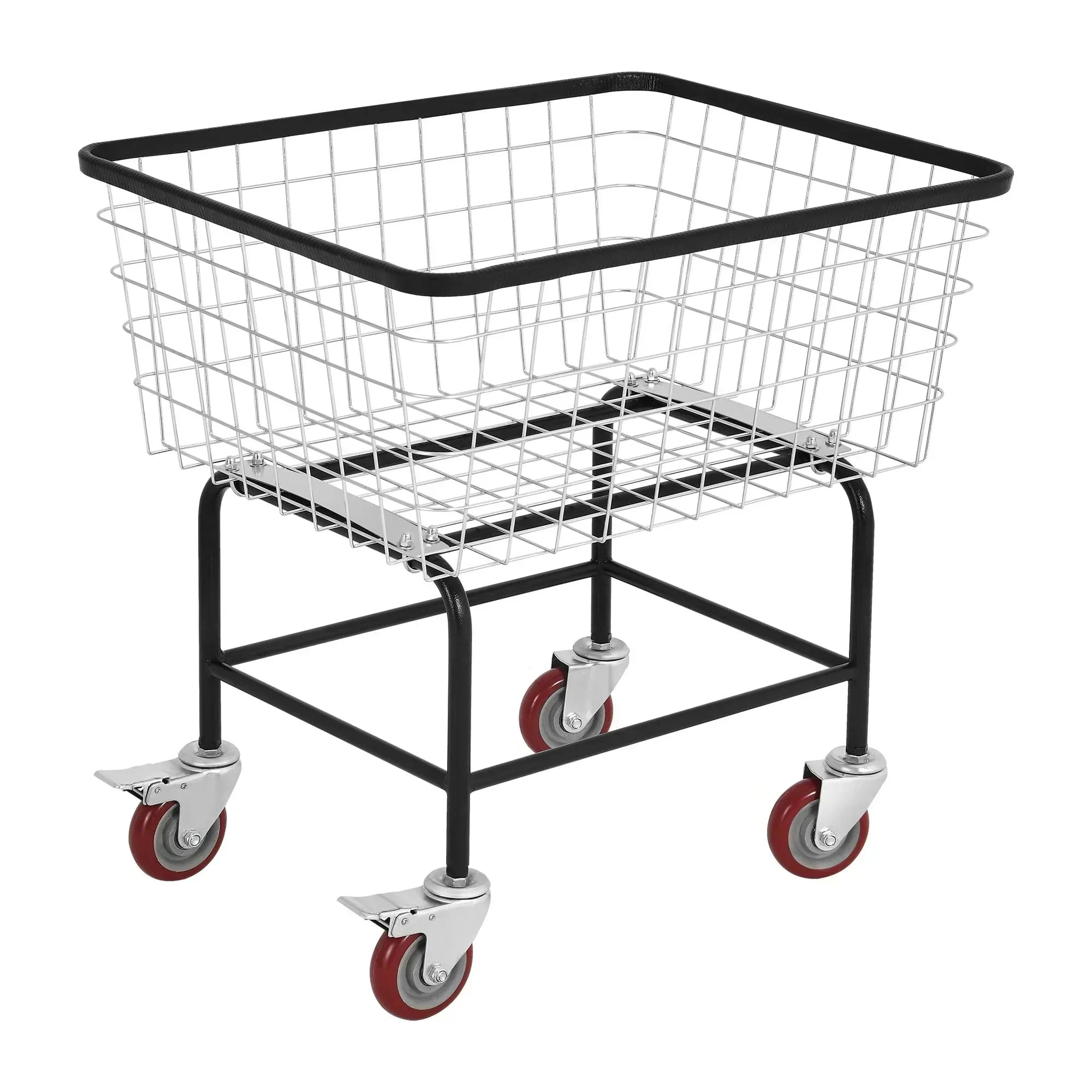 Wire Laundry Cart 4.5 Bushel Rolling Laundry Basket Metal Commercial Wire Laundry Basket Cart wourant