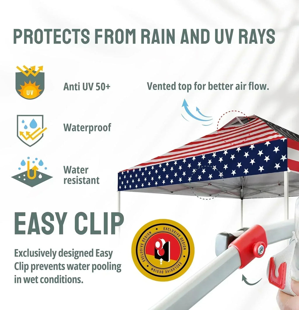 10x10 Pop-Up Awning One-Click Installation Beach Tent Outdoor Sunshade Silver Coated Top wourant
