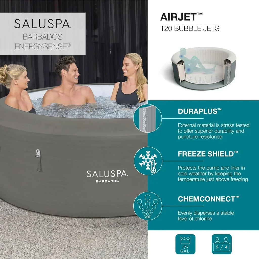 Bestway SaluSpa Miami EnergySense AirJet Inflatable Hot Tub Spa 71" x 26" Portable Hot Tub wourant