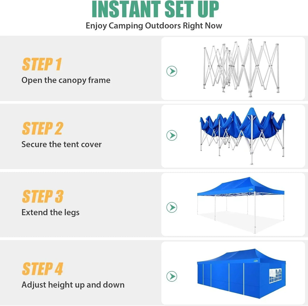COBIZI 10x20 Heavy Duty Pop up Canopy Tent 6 sidewalls Commercial Canopy Wedding Party Tents wourant