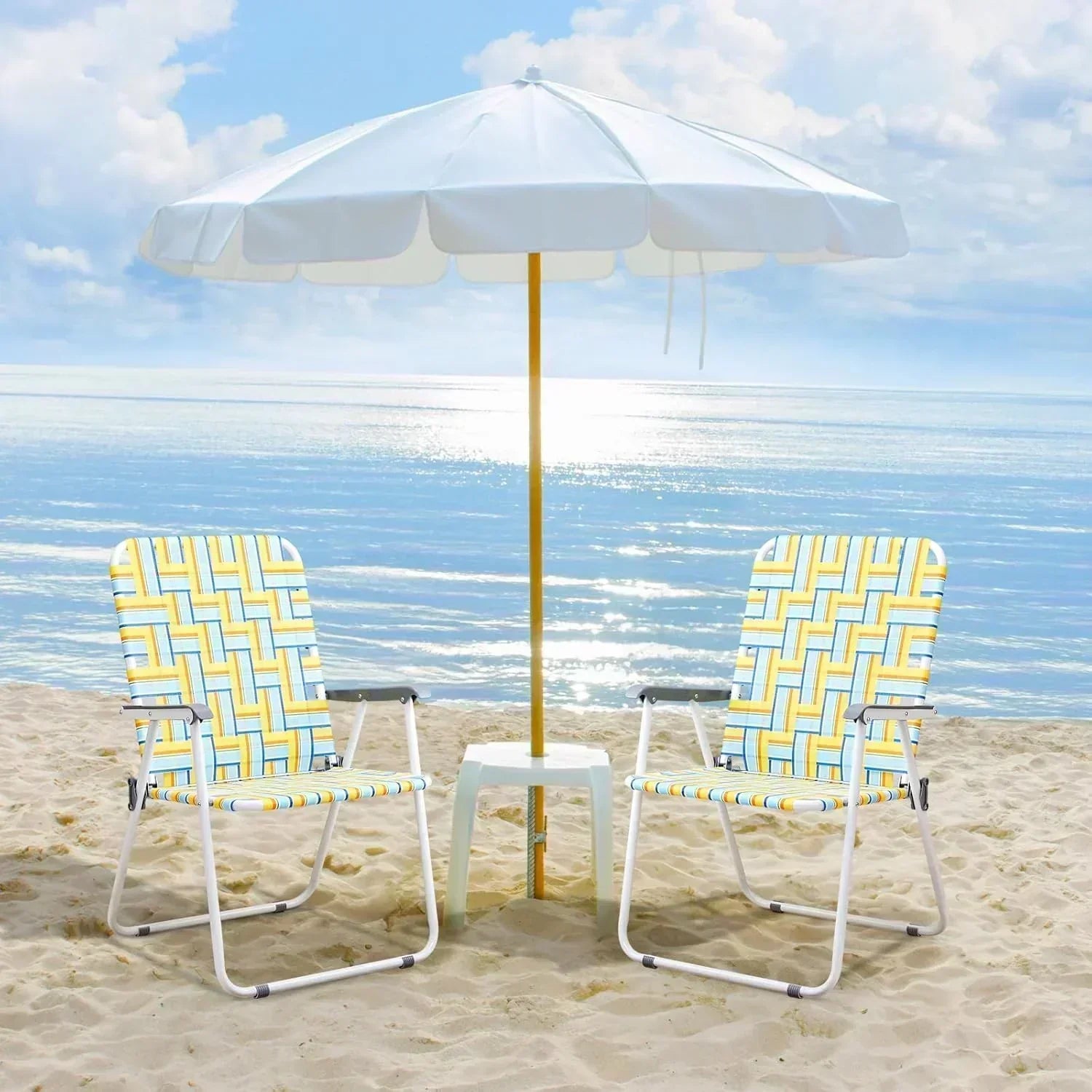 VINGLI Patio Lawn Webbed Folding Chairs Set of 2 Outdoor Beach Portable Lawn Chair wourant