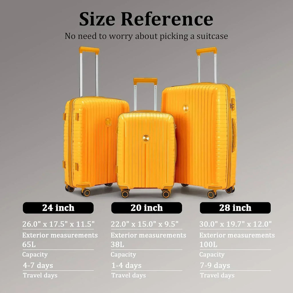5-piece PP hardshell lightweight travel carry-on luggage set with dual spinner wheels wourant