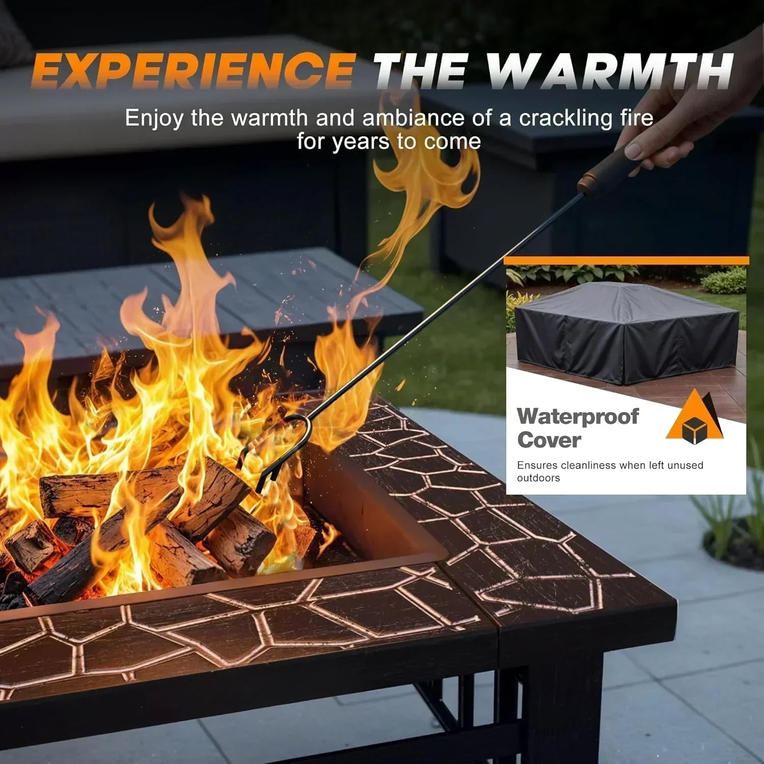 Devoko Outdoor Fire Pit 32 Inch Firepit Table Metal Outdoor Fireplaces with Waterproof Cover wourant