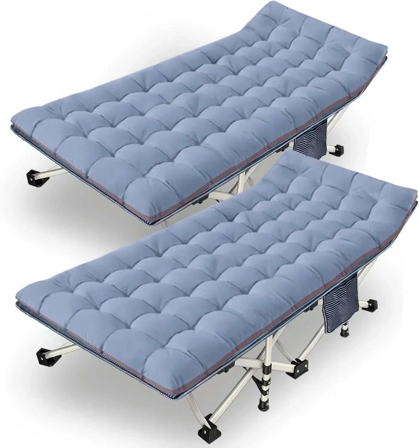 2-Pack Camping Cots with Mattress Comfortable Folding Bed Heavy Duty Baby Cot wourant