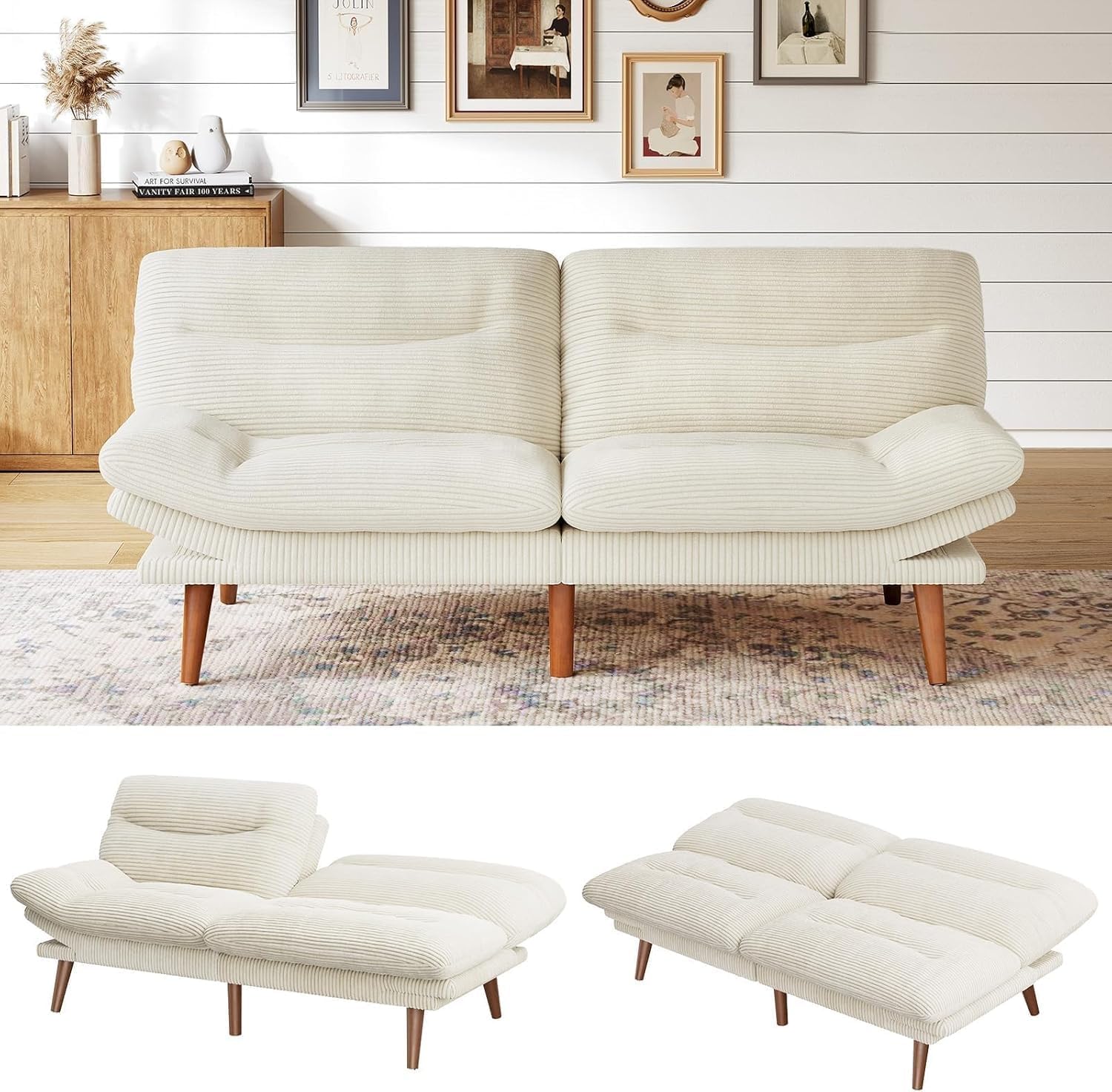 Futon Sofa Bed Futon Sofa Adjustable Back Armrests Converts to Small Sleeper Sofa Bed wourant