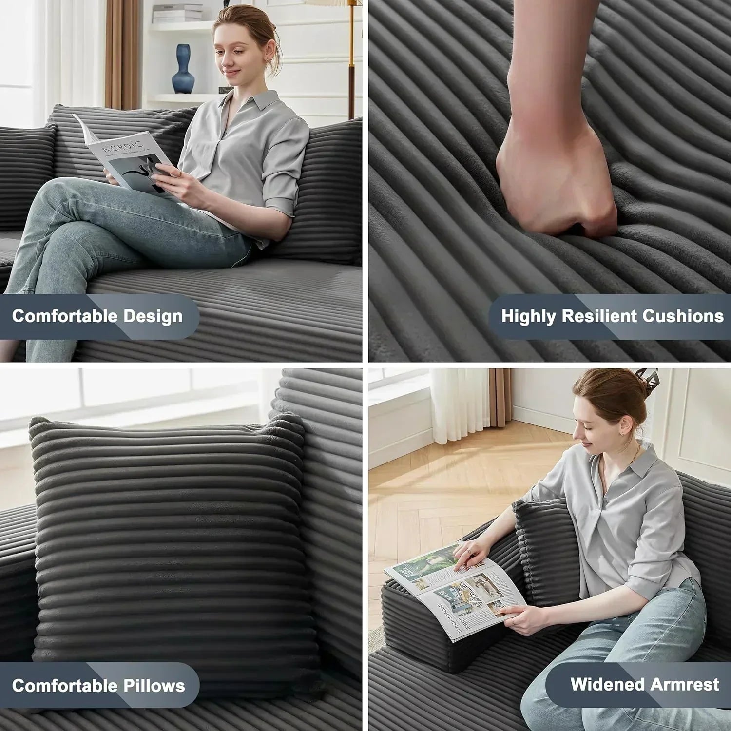 110-inch cloud sofa boneless sofa in the living room modular sofa with deep seats wourant