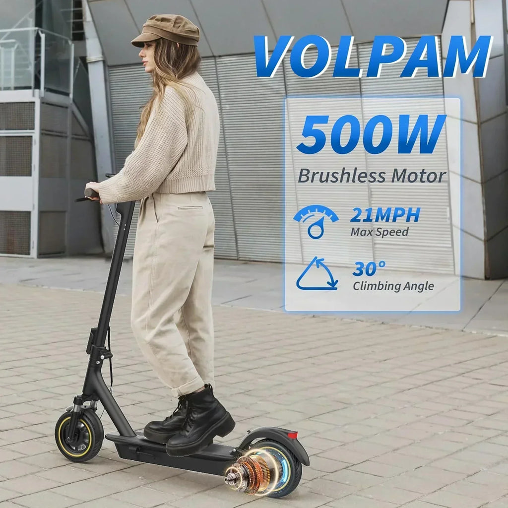 Volpam electric scooter Powerful electric motor Solid tires 28/21/12 mile range wourant