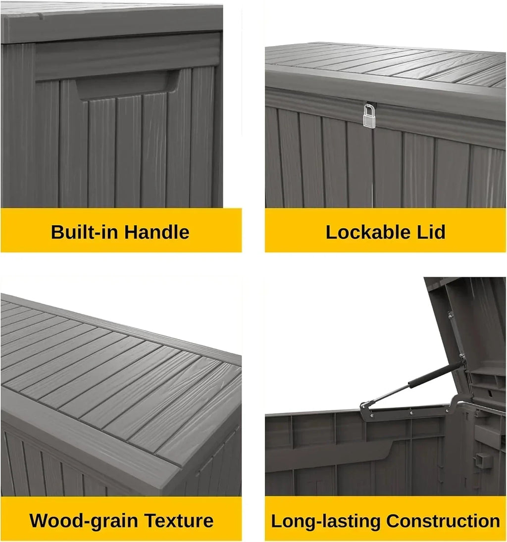 EAST OAK Outdoor Storage Box 60 Gallon Deck Box Indoor and Outdoor Use Waterproof Resin Storage wourant