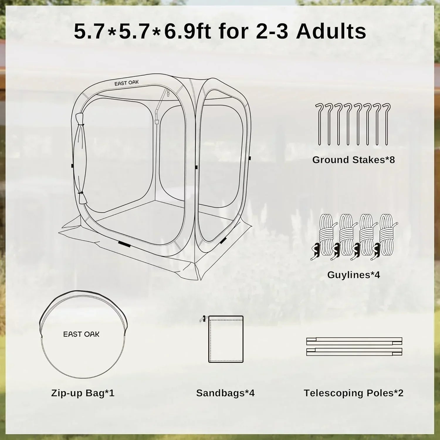 EAST OAK Screen House Tent Pop-Up Portable Screen Room Canopy Instant Screen Tent 10 x 10 FT wourant