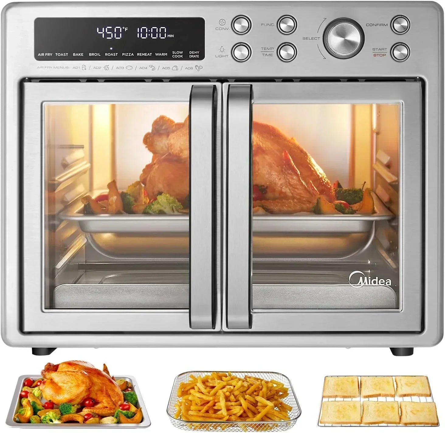 Flexify French Door Toaster Oven Air Fryer Combo 26.4 QT Extra Large Air Fryer Countertop wourant
