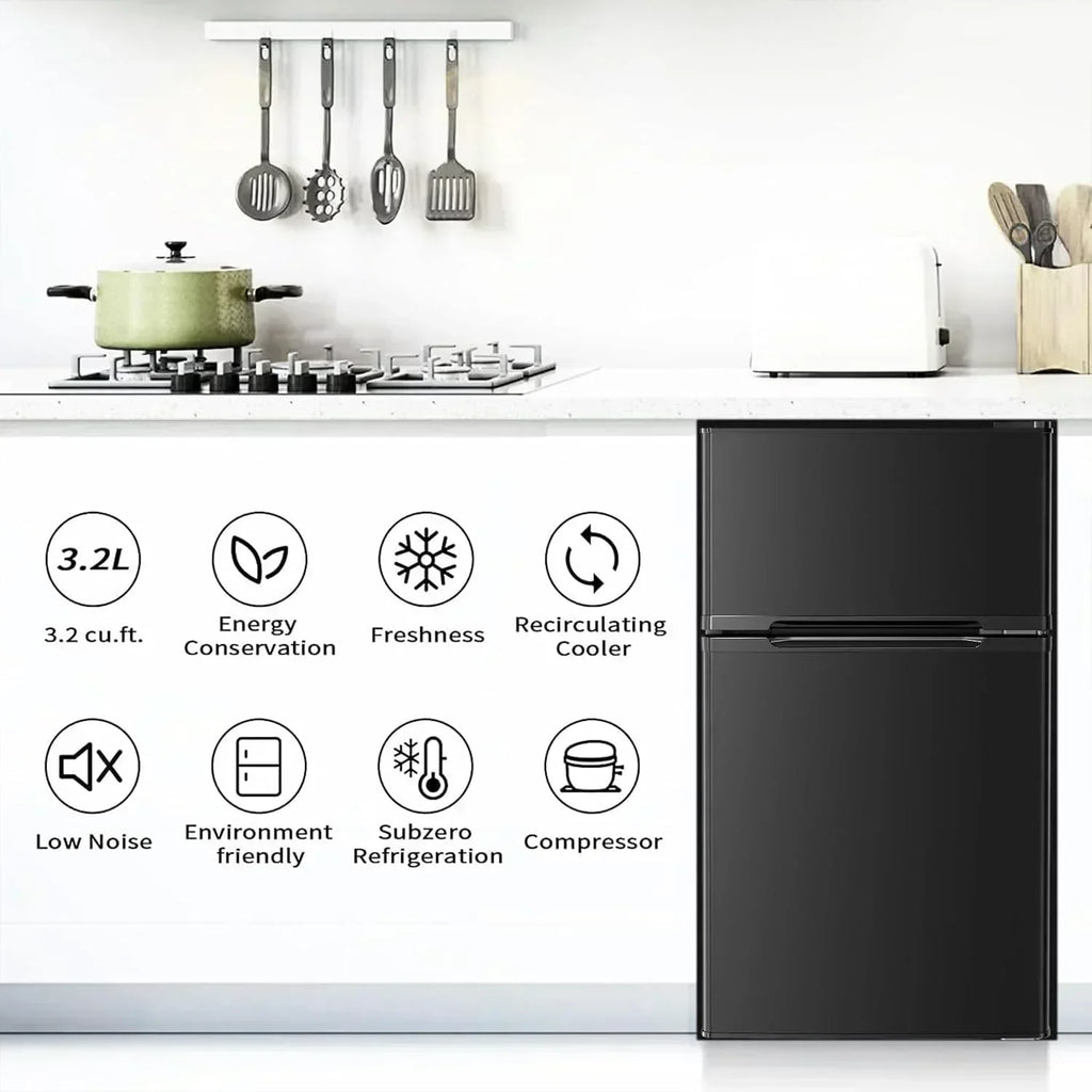 Antarctic Star Compact Mini Refrigerator Separate Freezer Small Fridge Double 2-Door wourant