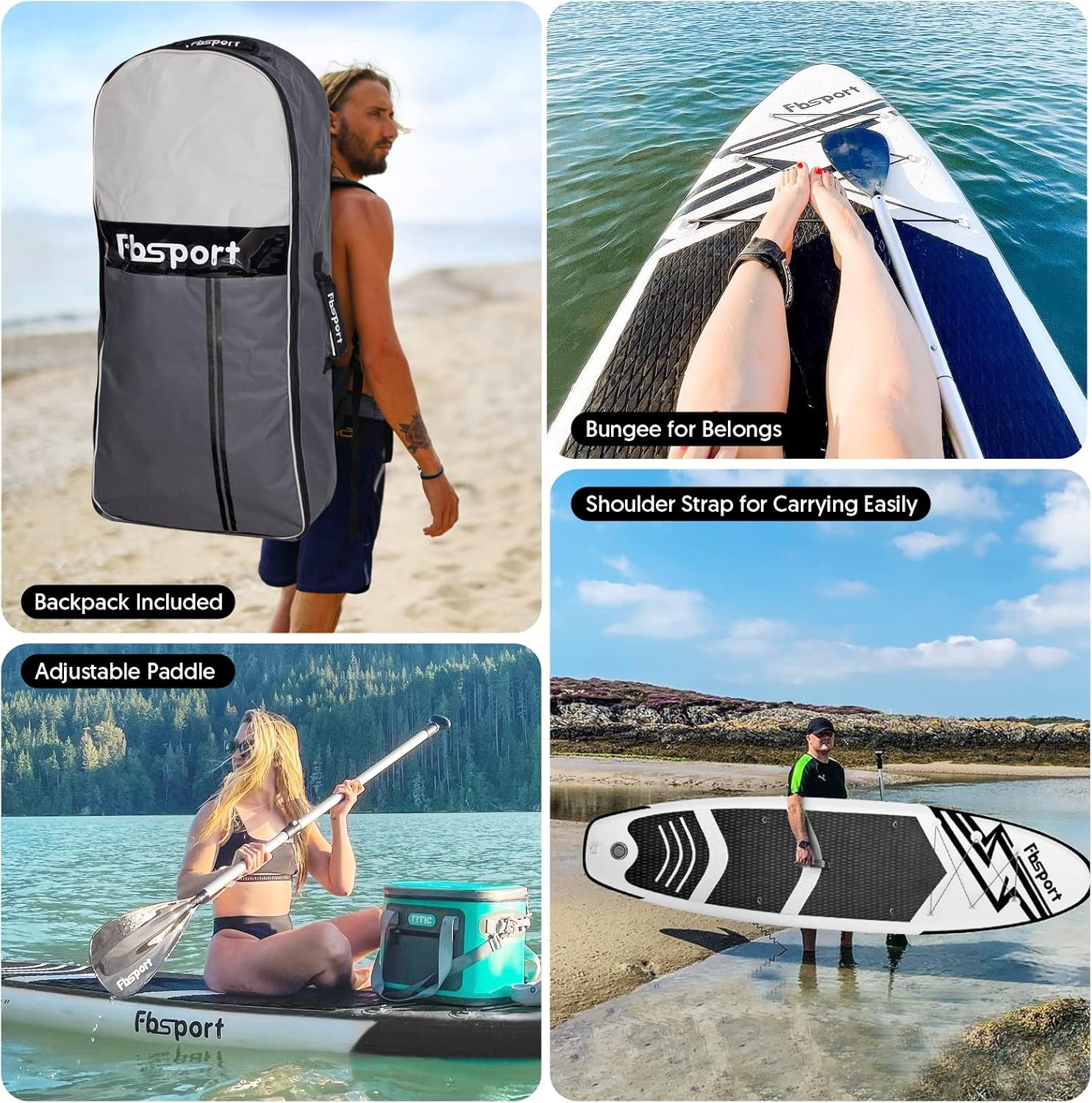 FBSPORT 11' Premium Stand Up Paddle Board Yoga Board with Durable SUP Accessories Carry Bag wourant