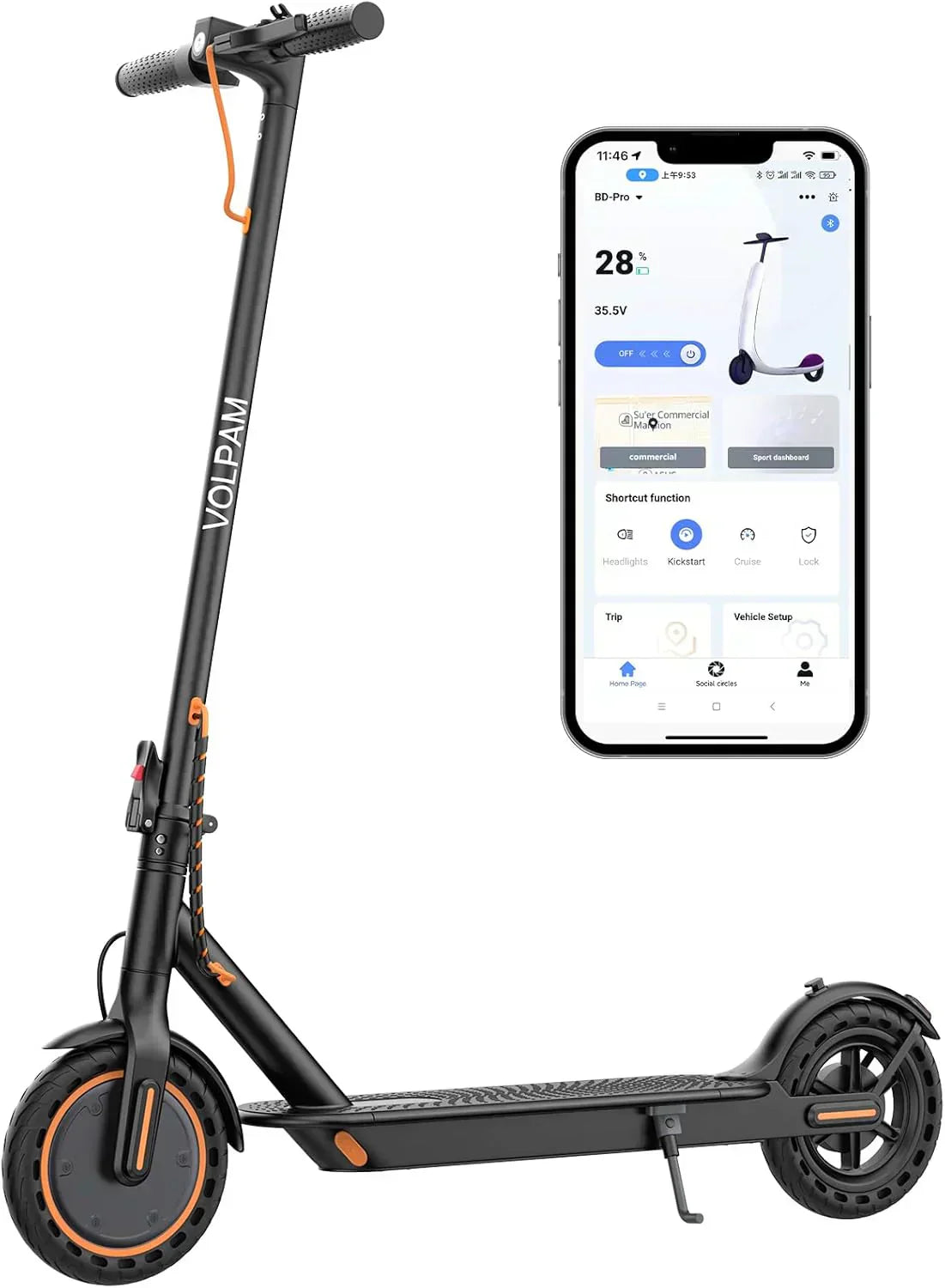 Electric Scooter 350W/500W Powerful Motor 8.5"/10" Solid Tires 19/22Mph 28/21/12 Miles Range wourant