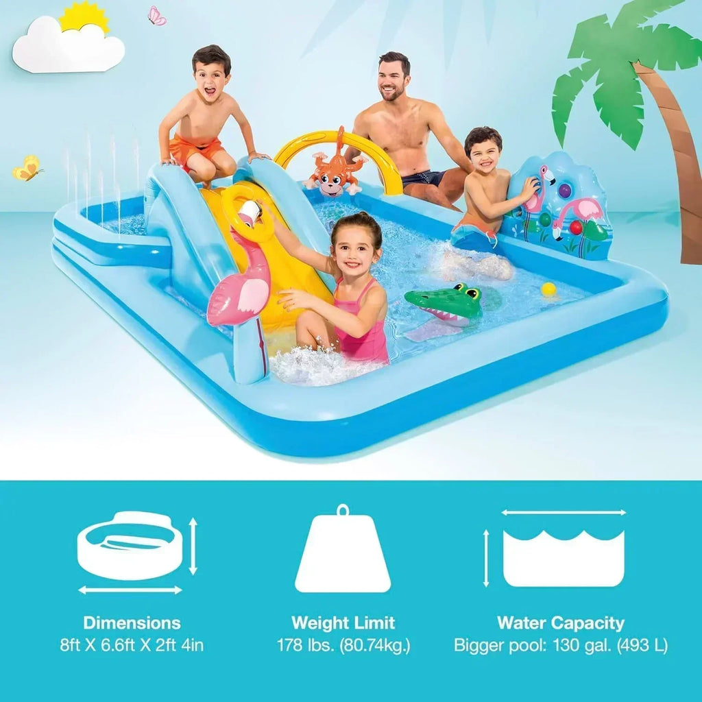Intex 96" x 78" x 28" Inflatable Jungle Adventure Play Center Spray Kiddie Pool Water Slide wourant