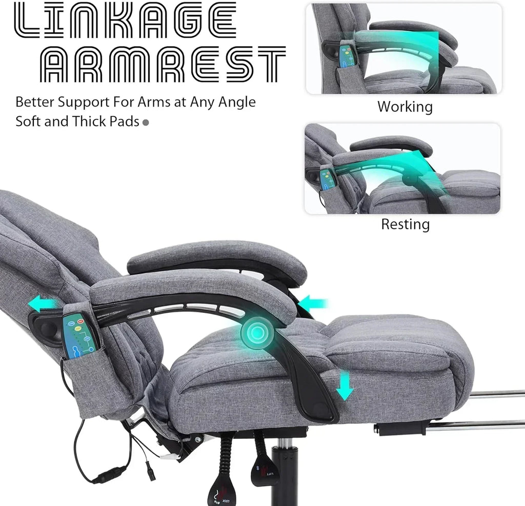 Massage Office Chair with Footrest 6 Point Vibration and Heating Home Office Desk Chair wourant