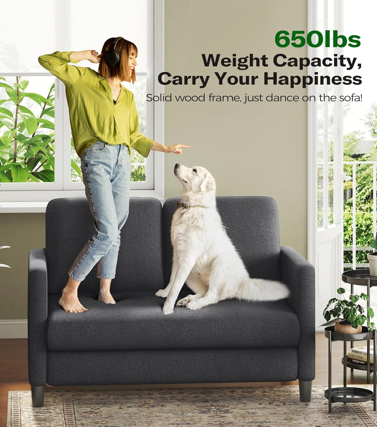 Loveseat Sofa 51" Love Seat Comfy Corduroy Small Loveseat Tool-Free Setup Couch wourant