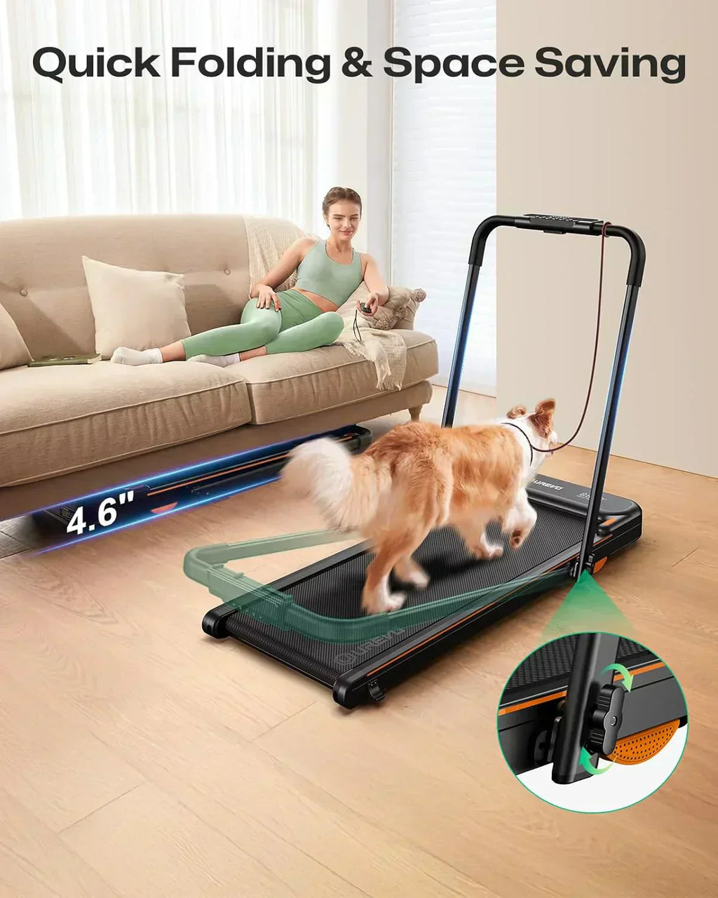 Urevo Strol 2E Smart 2-in-2 Folding Treadmill Dual LED Display wourant