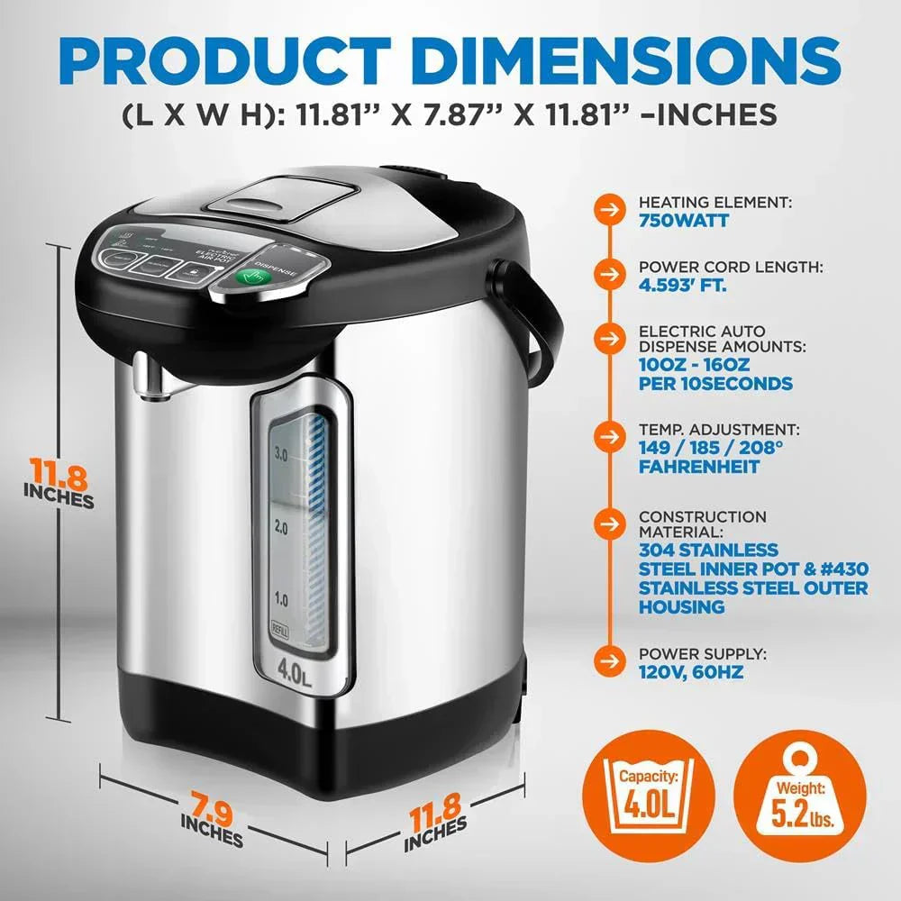 NutriChef Water Heater and Hot Water Dispenser 8L Electric Beverage Dispenser wourant