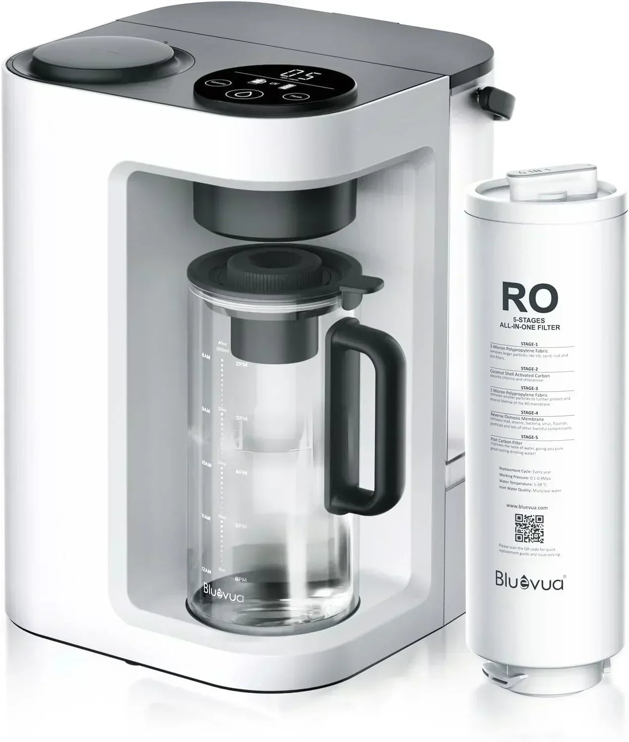 Bluevua RO100ROPOT-Lite(UV) reverse osmosis system countertop water purifier 7-stage purification wourant