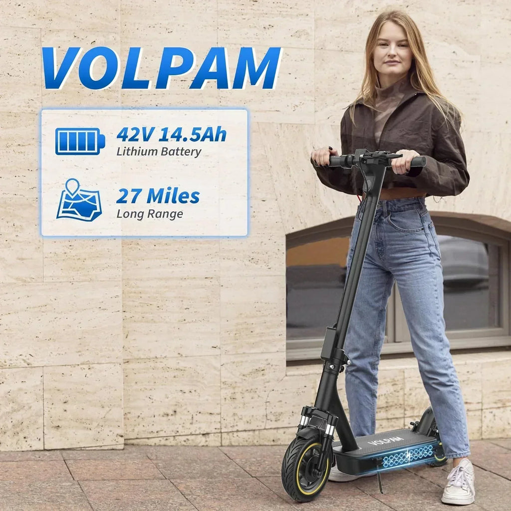 Volpam electric scooter Powerful electric motor Solid tires 28/21/12 mile range wourant