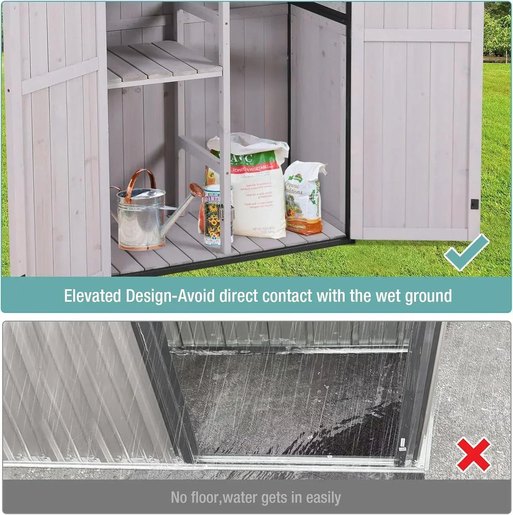 Sheds Outdoor Storage Garden Shed with Metal Frame Structure Adjustable Shelves Capacity Storage wourant