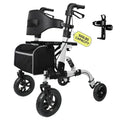 500lbs Walkers for Seniors Foldable Heavy Duty Tall Walker with Seat 10" Front Rubber Wheels wourant