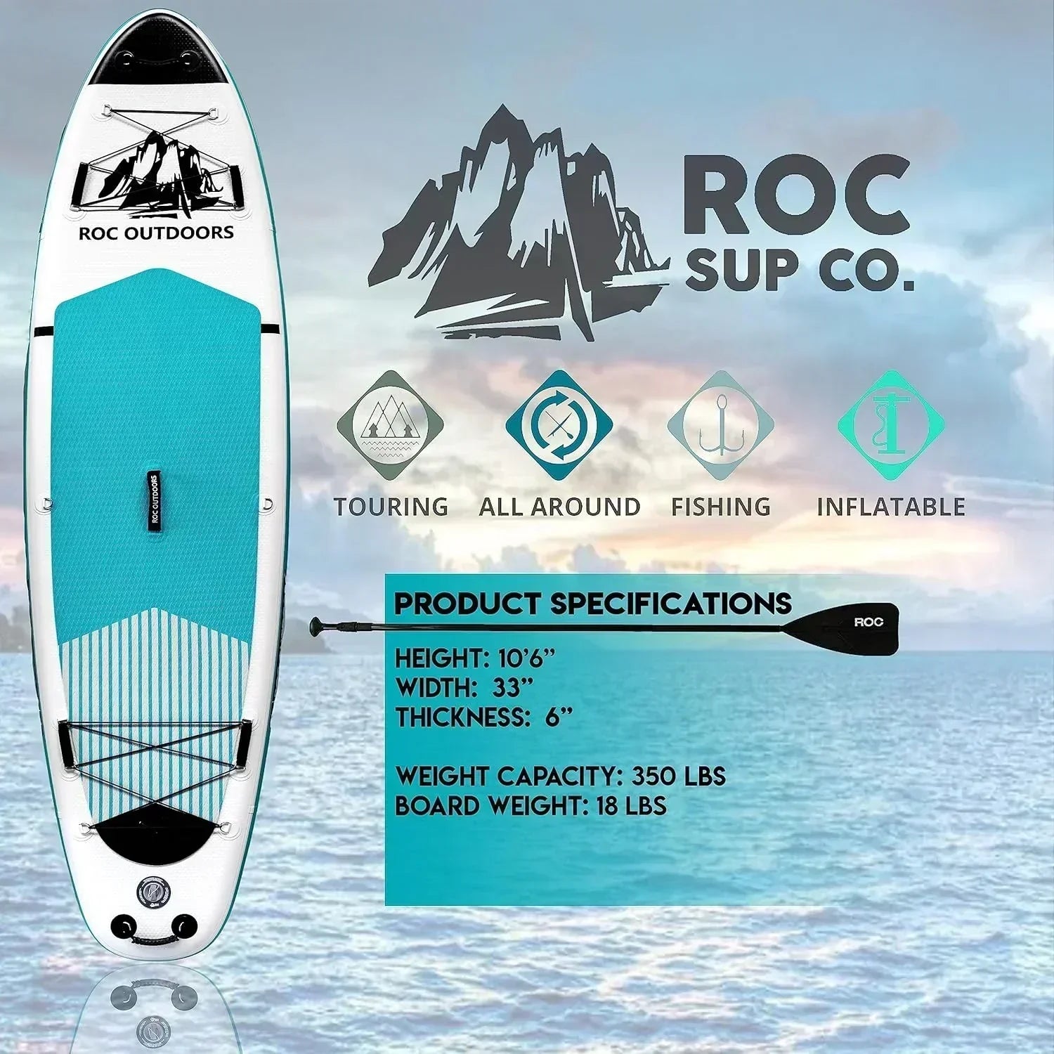 ROC inflatable stand-up paddle board SUP paddle board accessories Anti-slip comfortable deck wourant