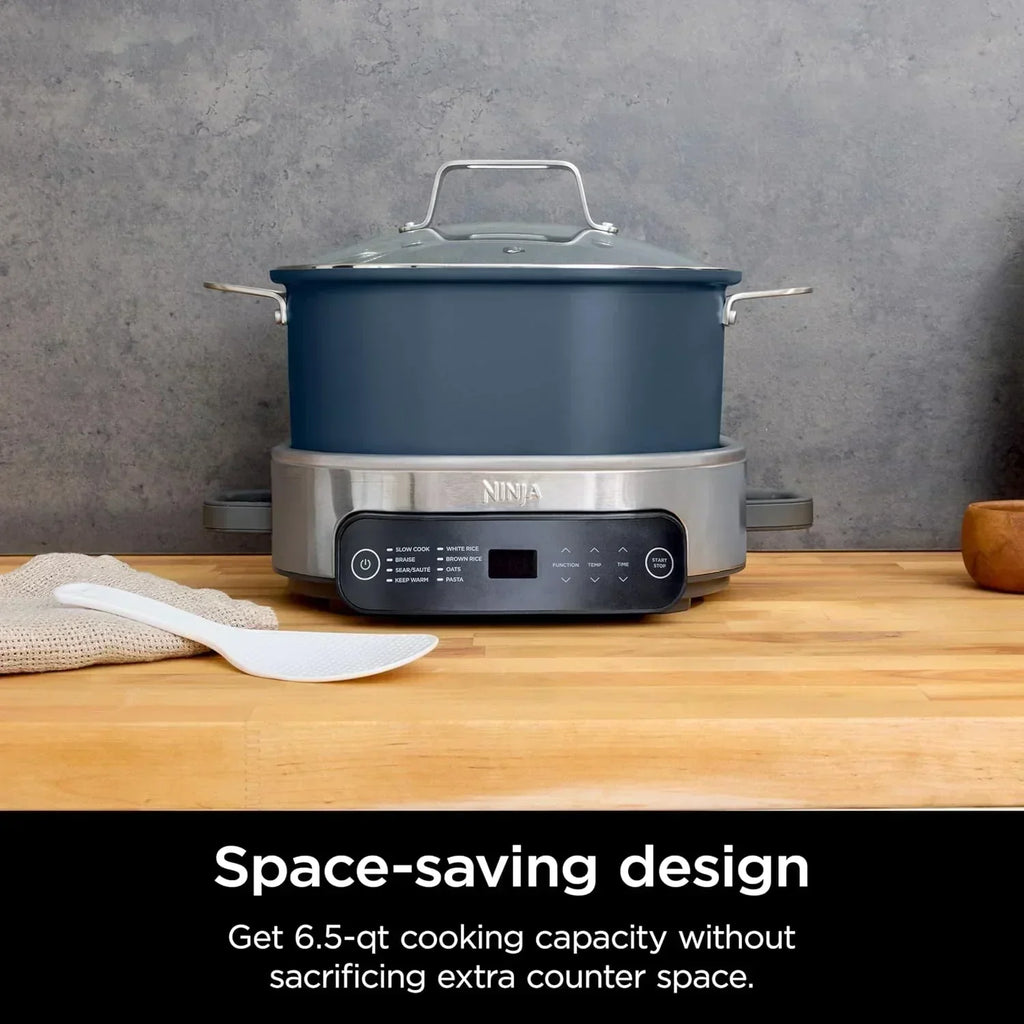 Ninja Slow Cooker 8.5 Quart Multi Cooker with Dutch oven steamer glass lid with integrated spoon wourant