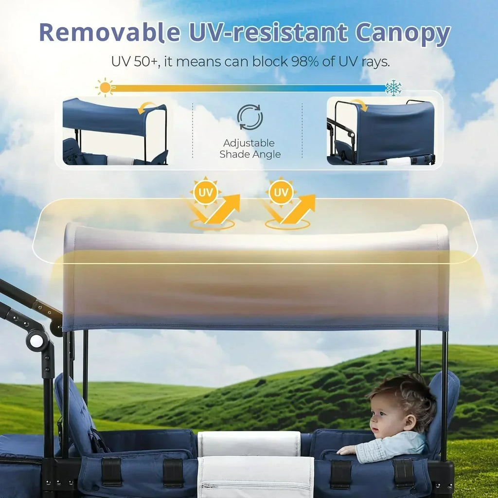 Stroller Wagon for Kids Wagon Stroller Toddlers 2 Seaters All-Terrain Baby Wagon Outdoor wourant