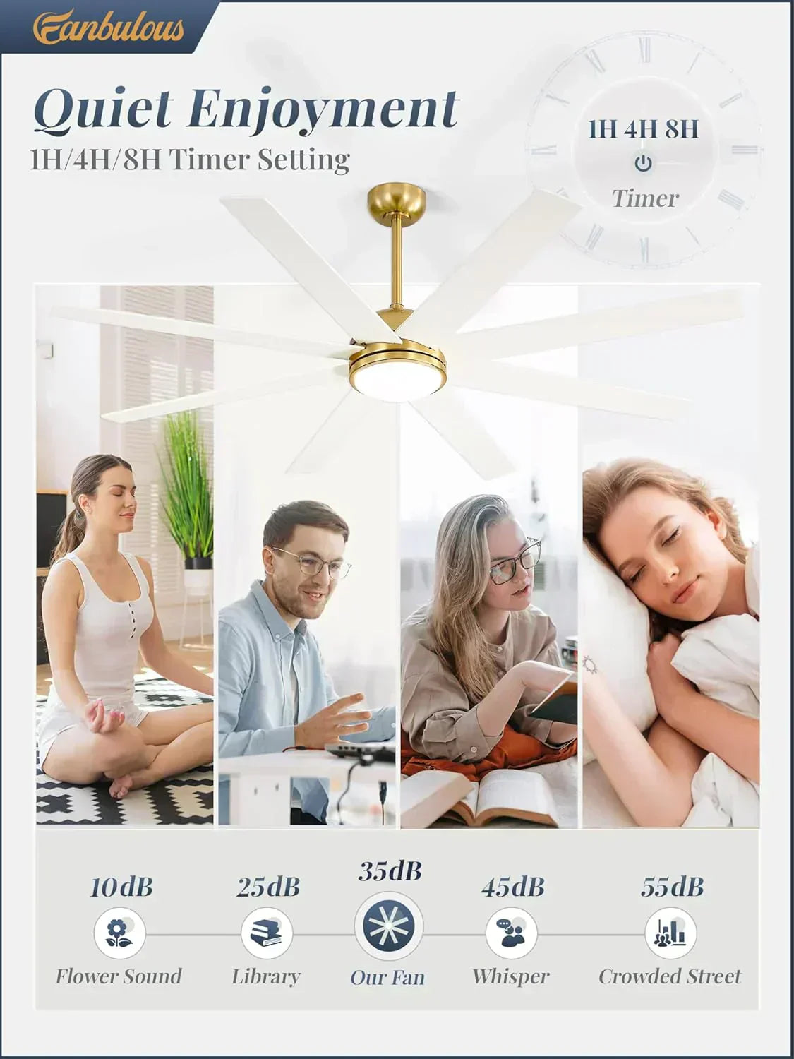 Ceiling Fan Indoor/Outdoor 8 Blades 65 inches wourant