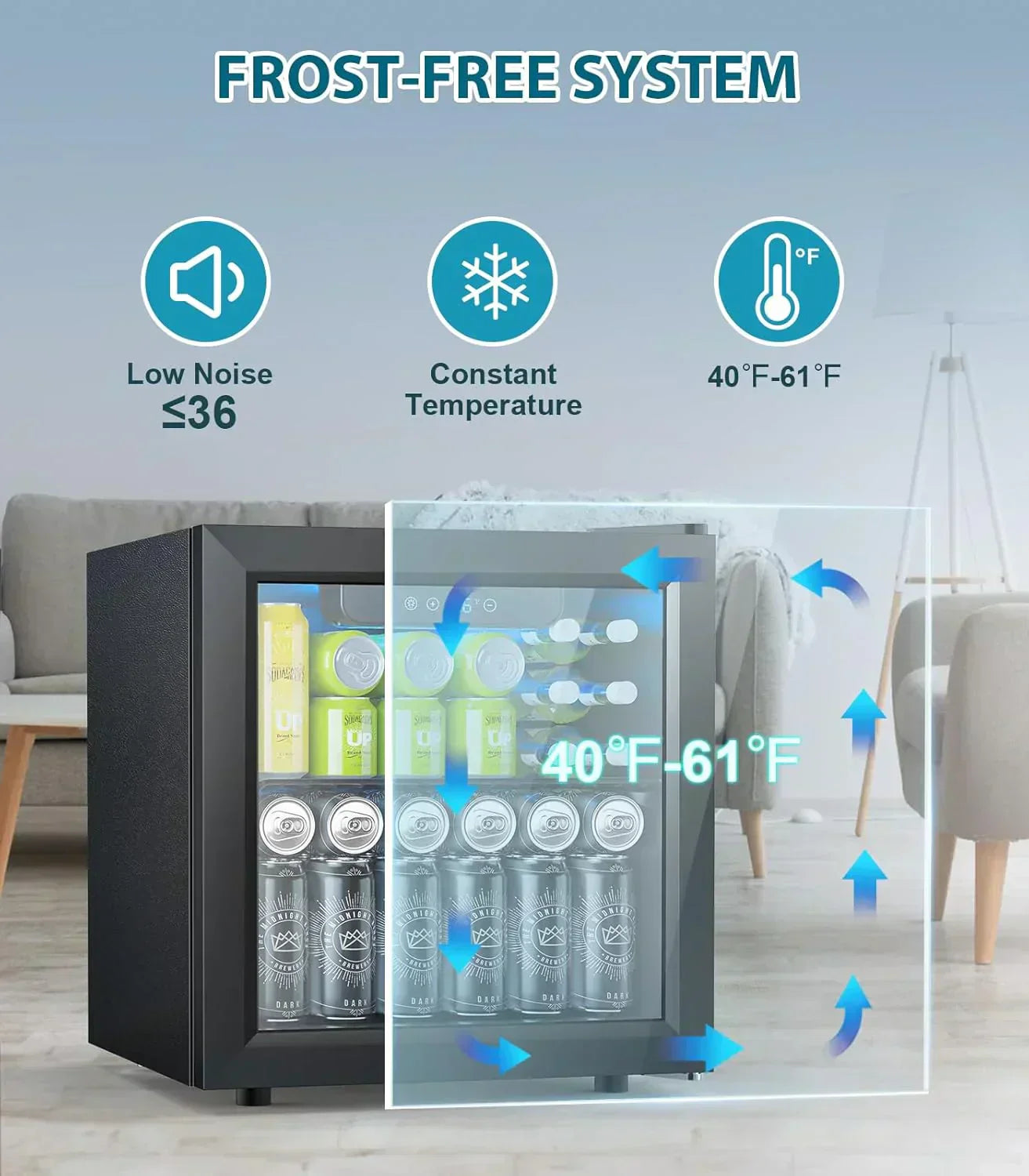 Mini Fridge 130 Can Beverage Refrigerator Cooler Drink Fridge Adjustable Temperature Control wourant