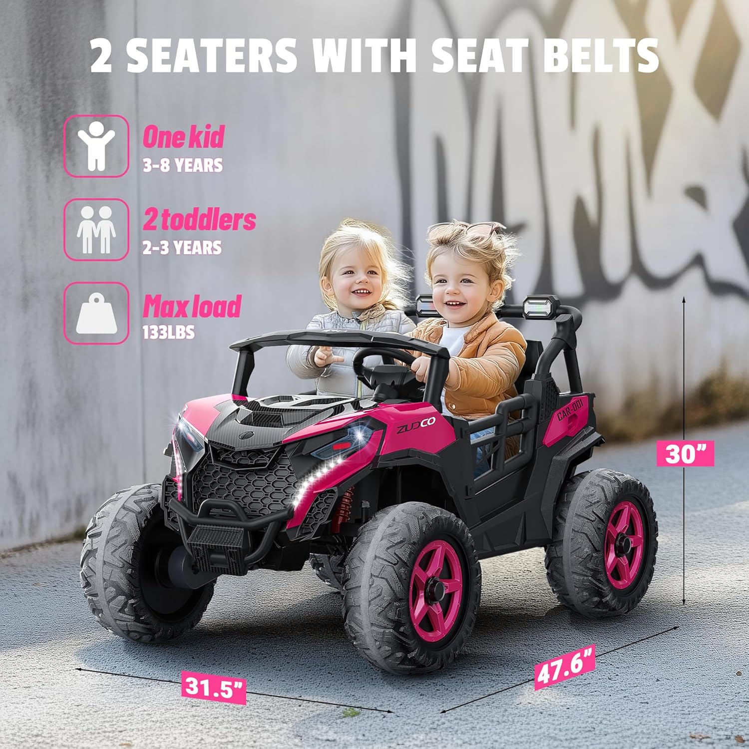 Pink all-terrain car travel electric toy truck wourant