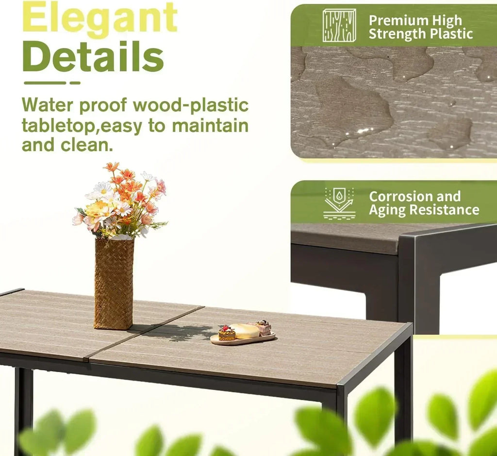 Homall Patio Dining Set 7 Pieces Outdoor Furniture Table and 6 Textilene Chairs Light Grey wourant