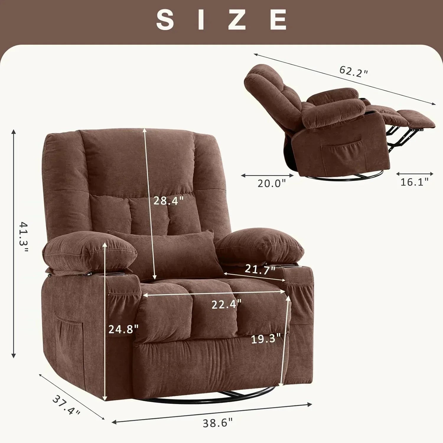 Massage rotating rocking lounge chair with vibration massage and calorie metering functions wourant