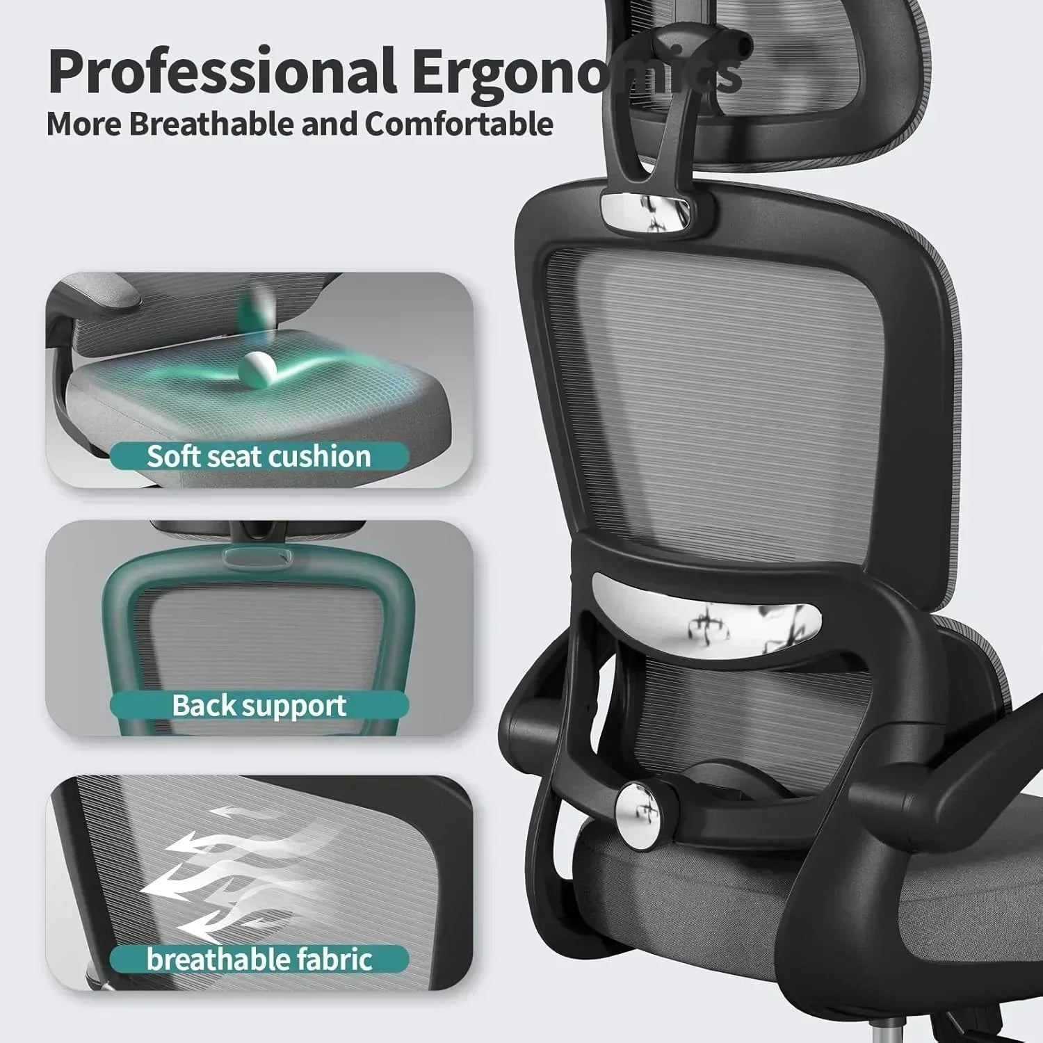 TRALT Office Chair Ergonomic Desk Chair 330 lbs Home Gaming Chair with Wheels wourant
