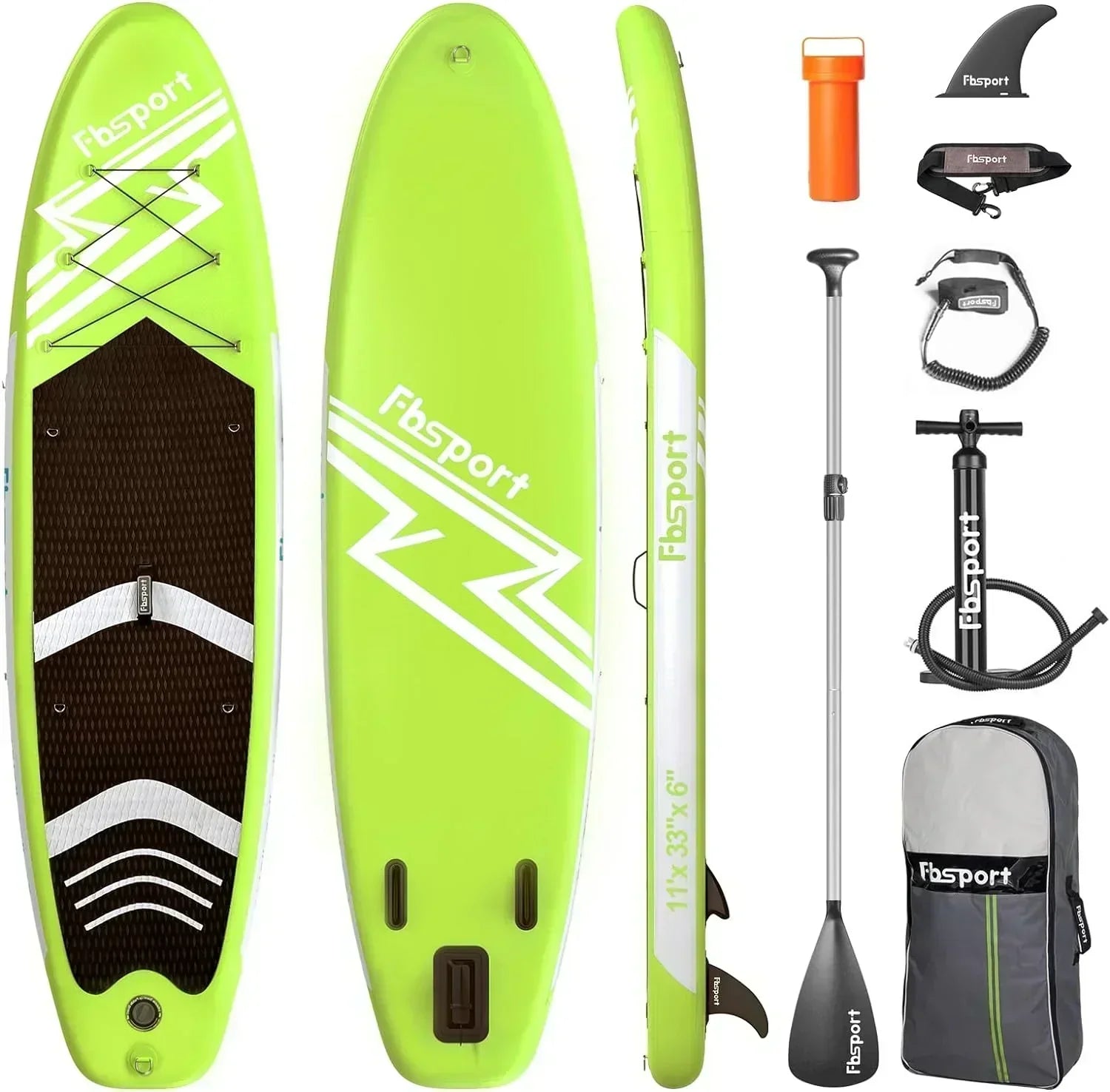 FBSPORT 11' Premium Stand Up Paddle Board Yoga Board with Durable SUP Accessories Carry Bag wourant