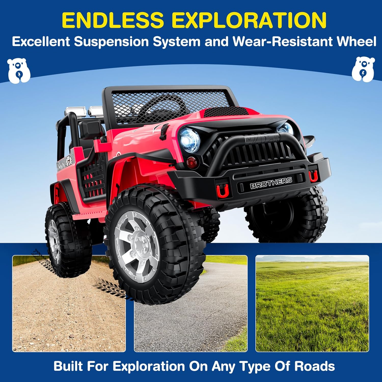 L8 Ride On Car 2 Seater 12V Kids Electric Car Remote Control 4-Wheel Suspension Bluetooth Speaker wourant