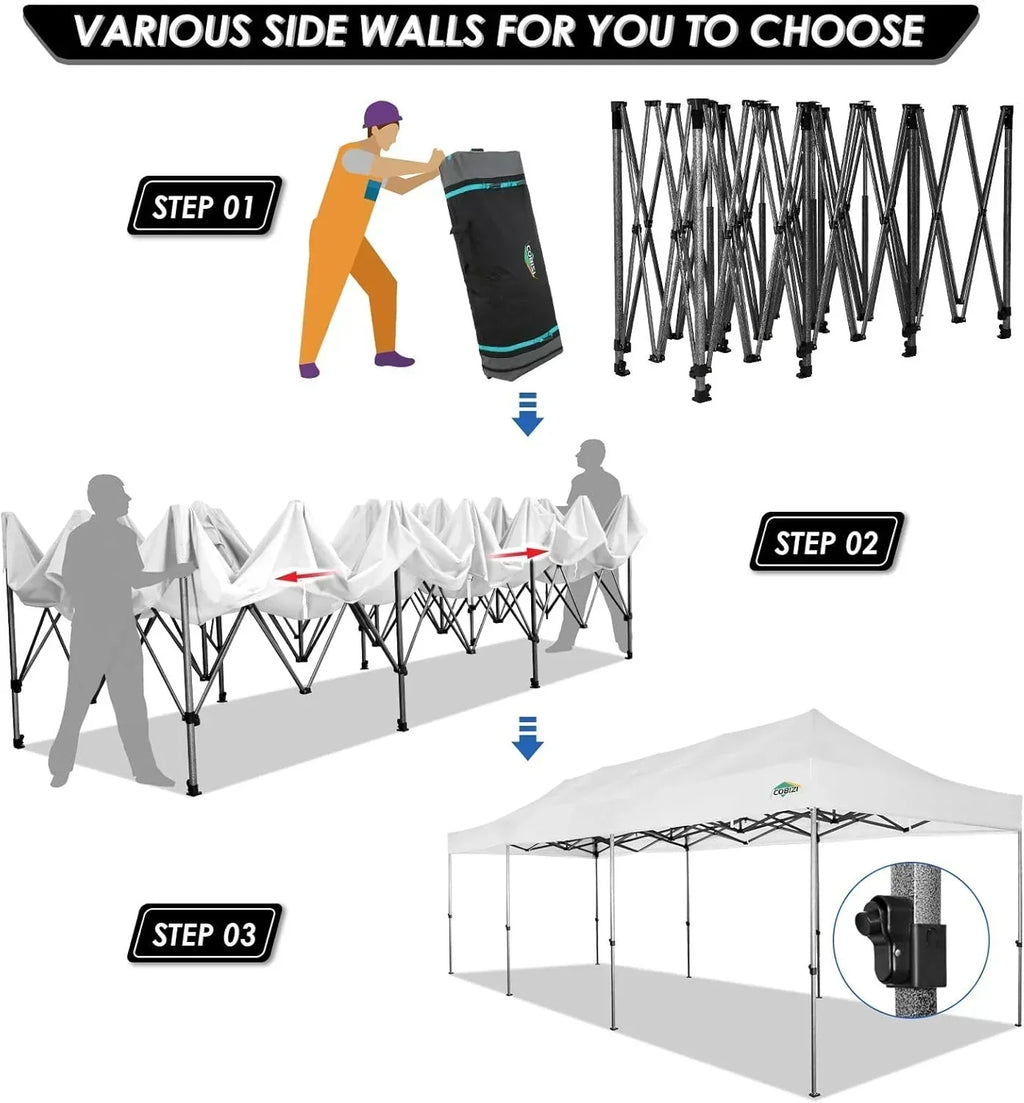 COBIZI 10x20 Heavy Duty Pop up Canopy Tent 6 sidewalls Commercial Canopy Wedding Party Tents wourant