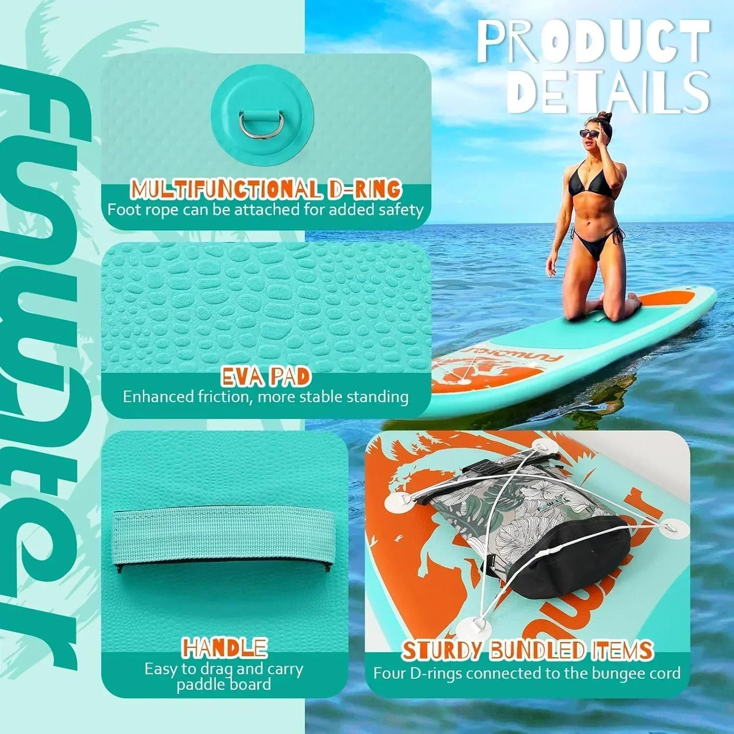 FunWater Inflatable Stand Up Paddle Board Premium SUP Paddle Accessories EVA Deck wourant