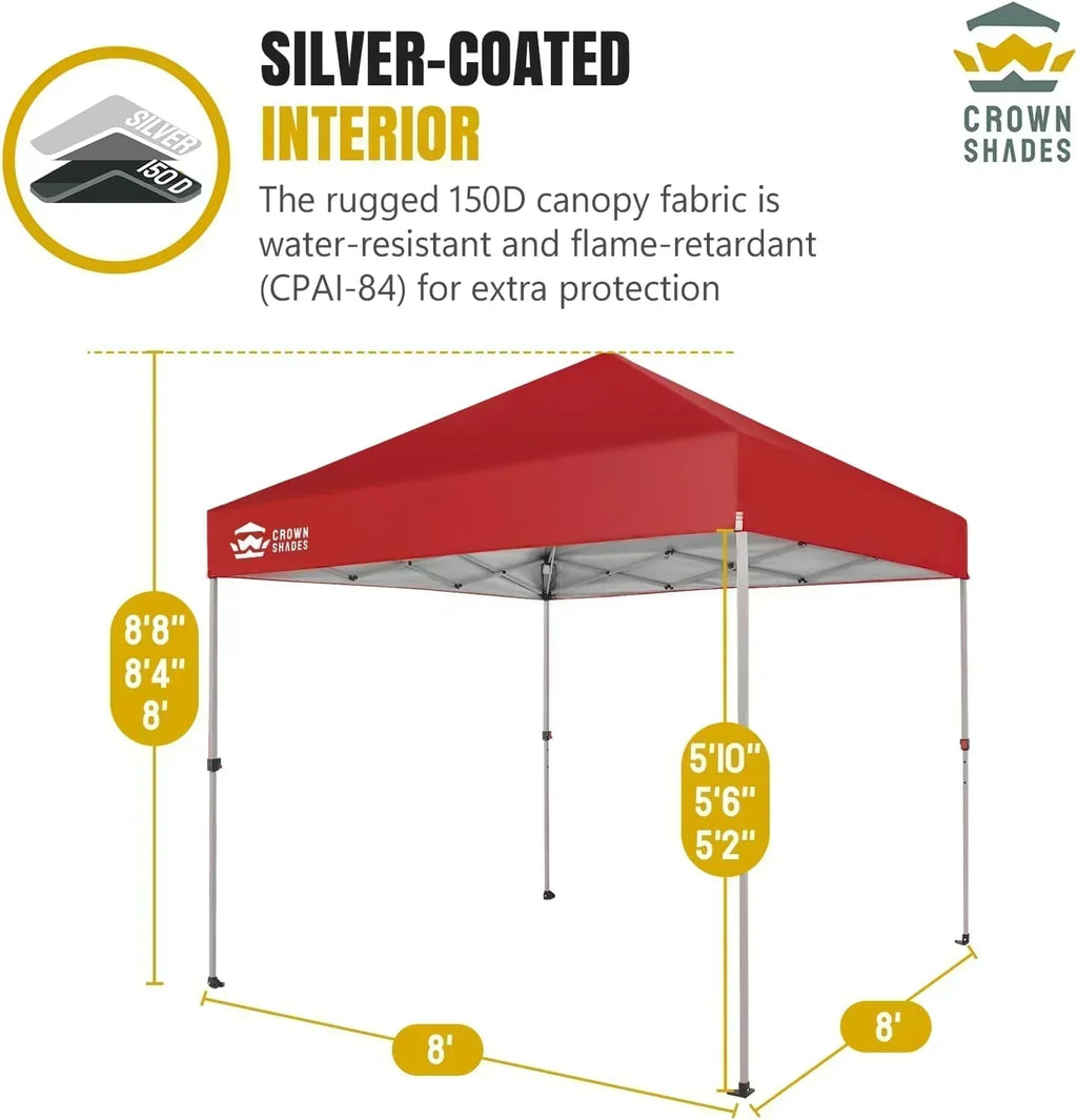 10x10 Pop-Up Awning One-Click Installation Beach Tent Outdoor Sunshade Silver Coated Top wourant