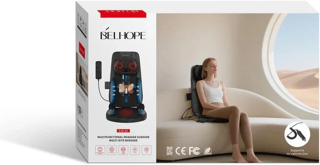 4D Kneading Back Massager Comfortable Chair Back Massager Home Office Shiatsu Neck Massager wourant